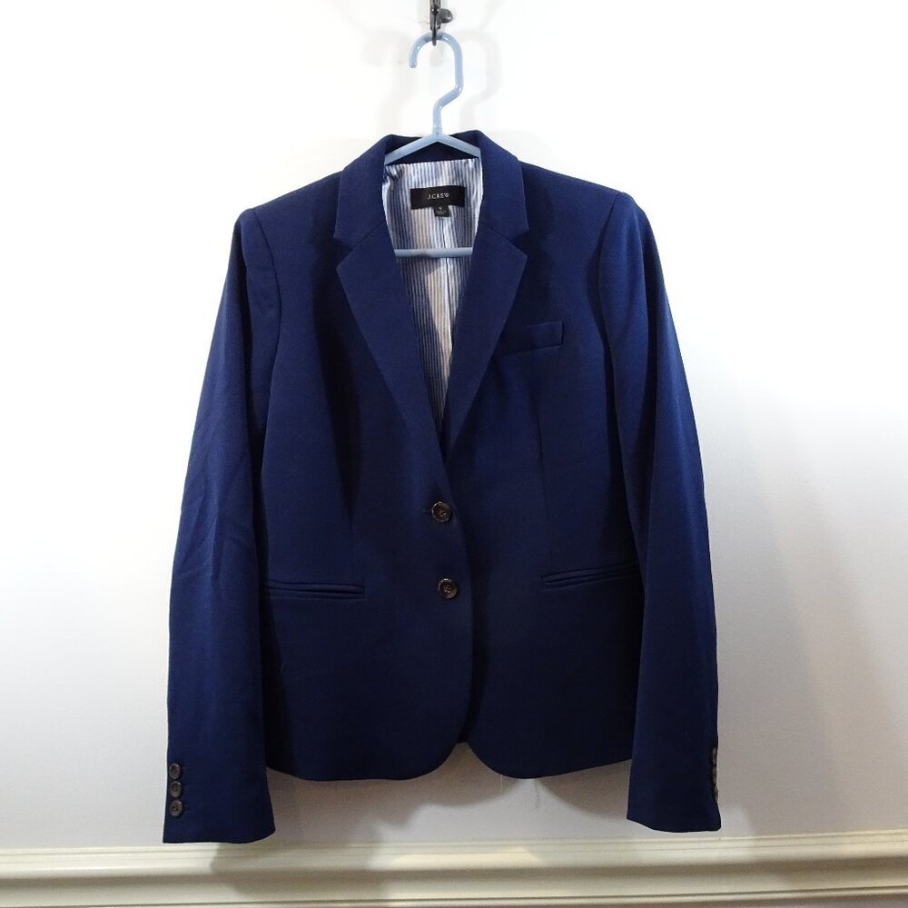 J Crew Navy Blue Blazer Jacket Size S 2 Button Coat Career